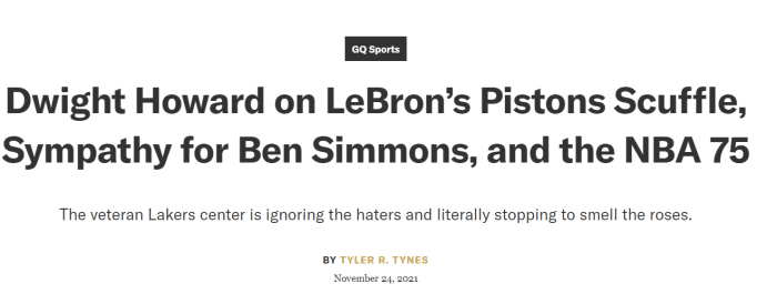 霍华德：湖人少付我400%薪水！媒体只关注詹眉威瓜不关注我