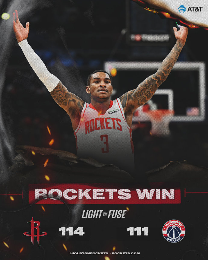 火箭114-111绝杀奇才 格林22+6 伍德22+11 奇才三人20+