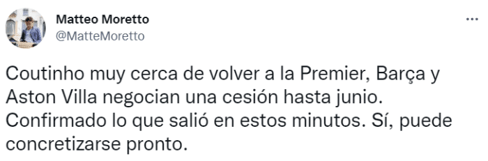 记者：维拉希望在库蒂尼奥的合同中加入买断条款