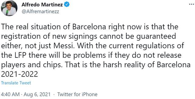 记者：巴萨问题很严重，现在新援都无法注册