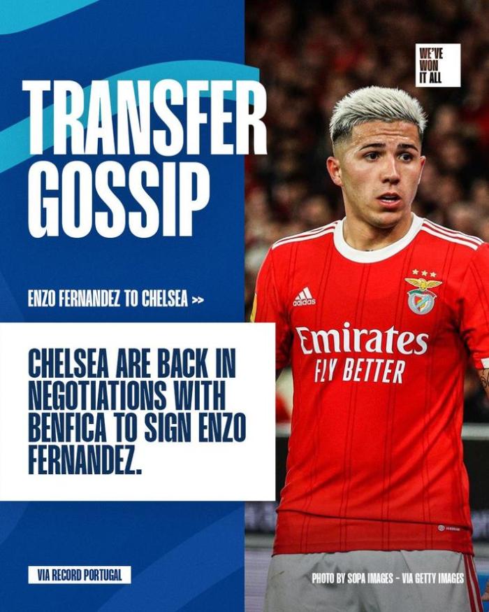 记录报：切尔西计划再次尝试引进恩佐-费尔南德斯