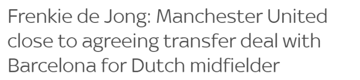 马刺老鹰交易接 曼联接近签下德容，转会费6500万欧加浮动