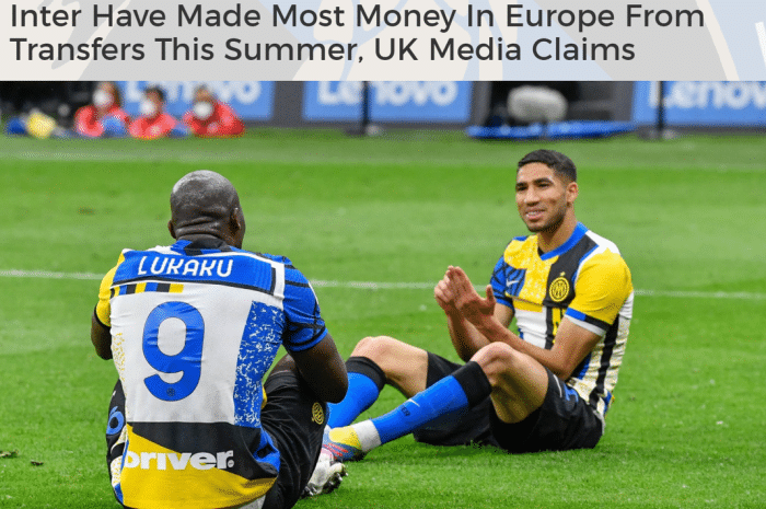 夏窗转会收入排行：国米2.02亿欧元第一