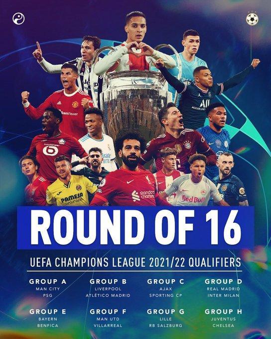 欧冠16强球队中有9队拿过冠军，共计41次