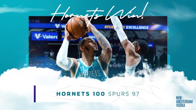 黄蜂100-97战胜马刺 海沃德27+7+6 罗齐尔24+6 德罗赞28分