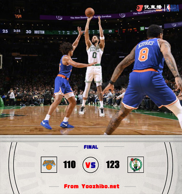 绿军123-110轻取尼克斯 塔图姆28+8 铂金20+8 格莱姆斯22分
