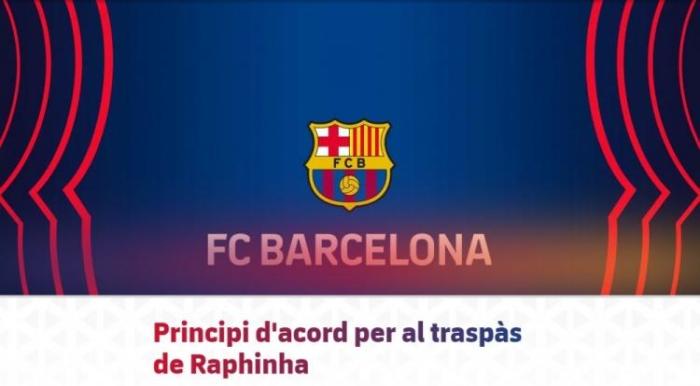 官方：巴萨签利兹联边锋拉菲尼亚达协议