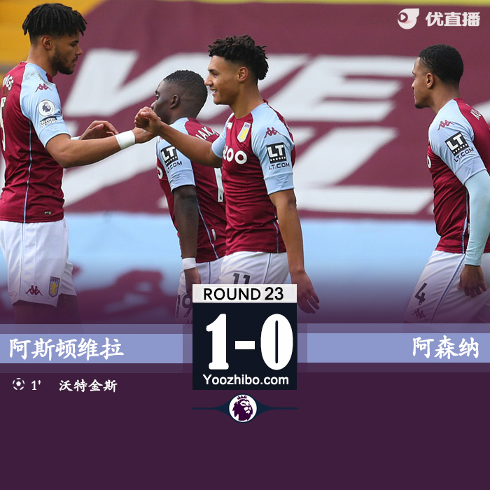 阿森纳0-1阿斯顿维拉 塞德里克开场1分钟失误送礼