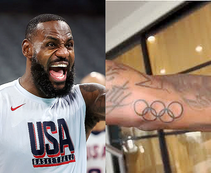 詹姆斯秀新文身，奥运五环铭记夺金时刻，“复仇者联盟” 目标实现