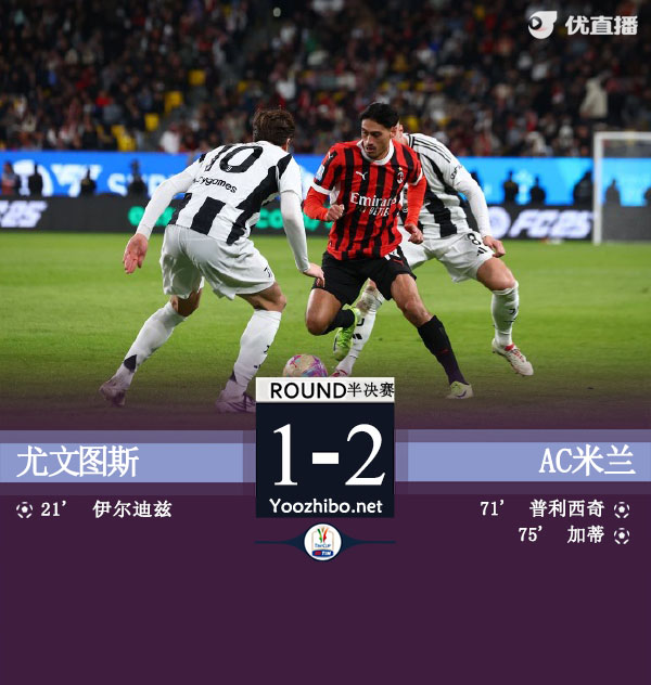 4分钟2球逆转 米兰2-1尤文决赛将战国米 孔塞桑执教开门红