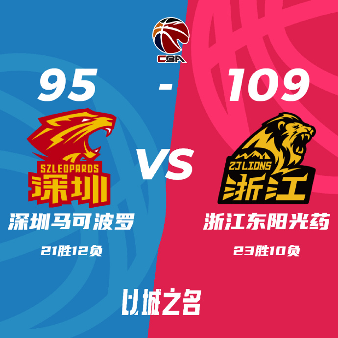 广厦109-95终结深圳 孙铭徽39+10 胡金秋21+10 亚当斯30+8+16