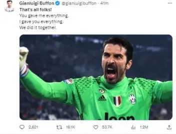 45岁布冯宣布退役 足坛众星致敬意大利传奇门将