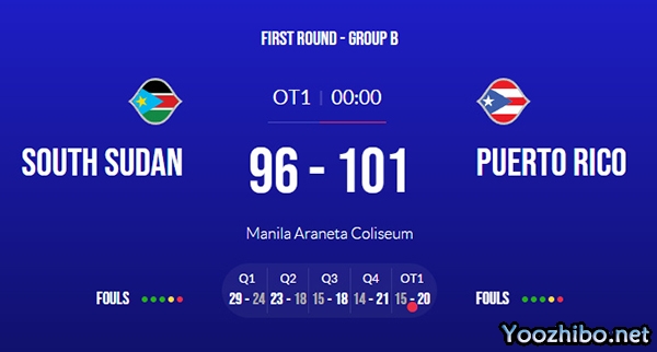 波多黎各101-96击败南苏丹 史蒂芬-汤普森21+13