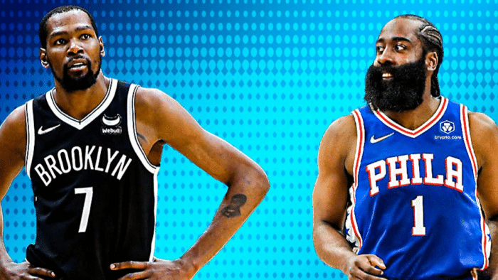 引爆收视率！76人预热对阵篮网，哈登死亡凝视，大战欧文杜兰特
