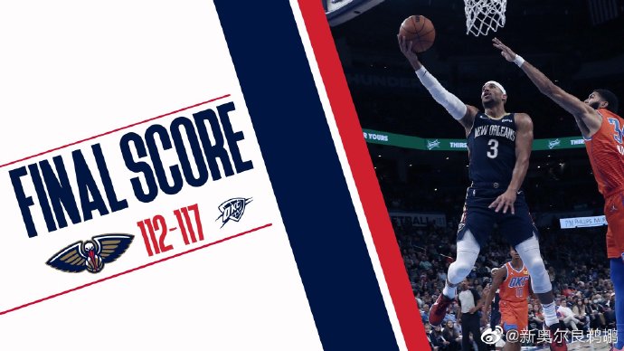 雷霆117-112击退鹈鹕 亚历山大31+5 威金斯24+6 哈特29+10