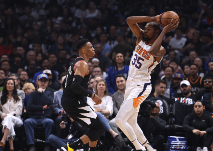 太阳四巨头95分夺赛点：杜兰特赛后开怀大笑 威少拼命一战太感人