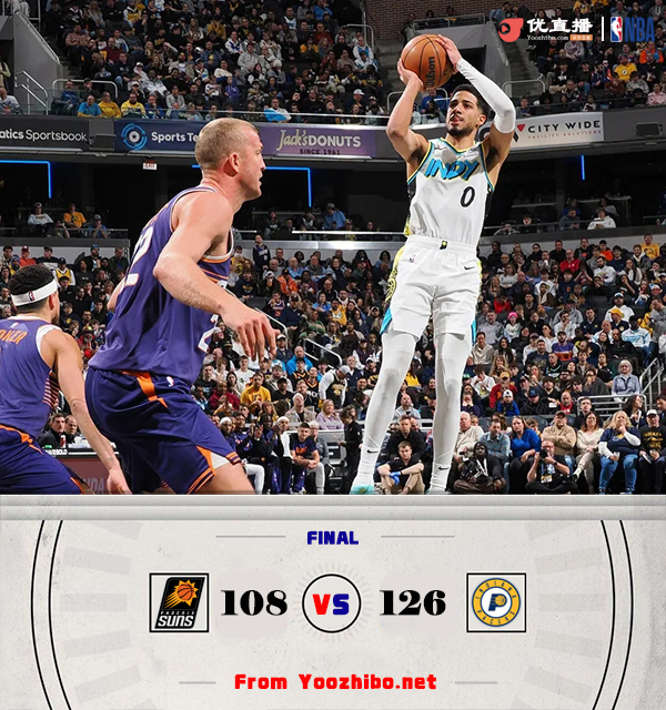 步行者126-108战胜太阳 哈利伯顿27+5+8 特纳20+6 杜兰特25+7+7