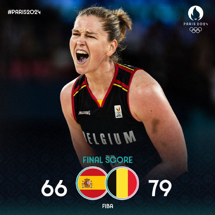 比利时女篮66-79战胜西班牙 梅斯曼19+9+6 古斯塔夫森21+7