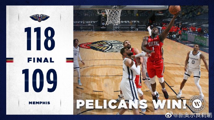 鹈鹕118-109击退灰熊 莺歌27+12 锡安29分