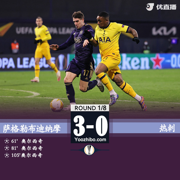 热刺0-3萨格勒布迪纳摩 奥尔西奇戴帽