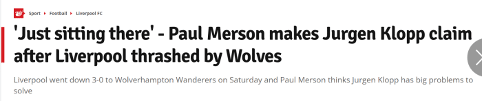 默森：克洛普现在不知道如何调整利物浦了