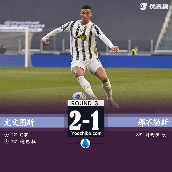 尤文2-1那不勒斯 基耶萨天秀助攻C罗、迪巴拉复出破门