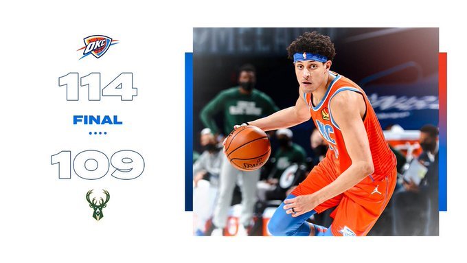 雄鹿109-114不敌雷霆 字母哥24+17+10 霍福德20+9+7