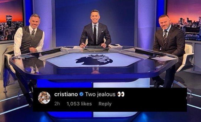 鲁尼晒与卡拉格合照，C罗评论：两个嫉妒的人