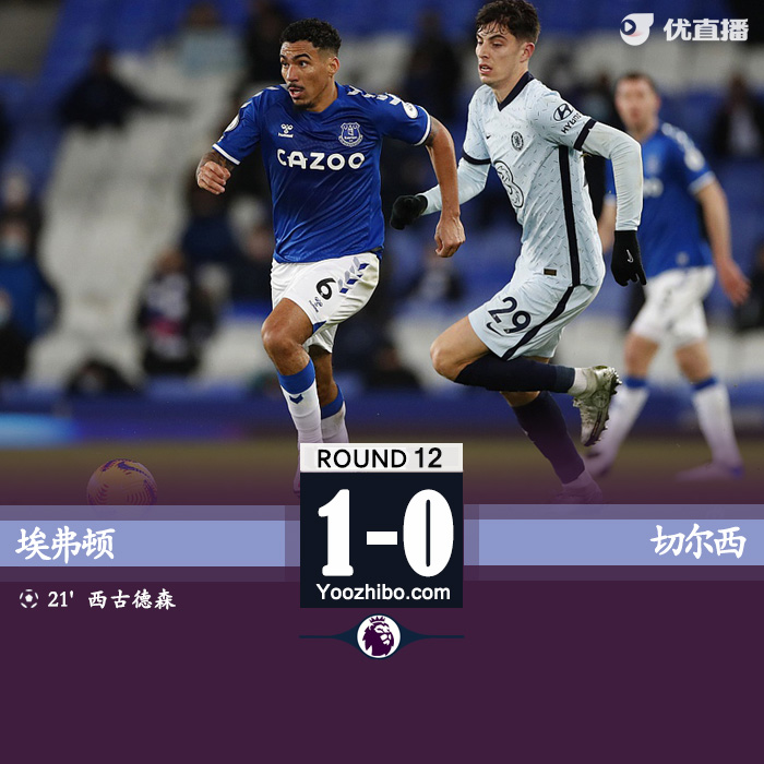 英超简报：切尔西0-1埃弗顿 门迪送点詹姆斯芒特中框