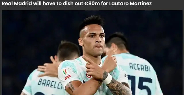 邮报：皇马将不得不为劳塔罗-马丁内斯花费8000万欧转会费