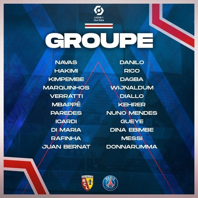 巴黎战朗斯大名单：拉莫斯继续缺席