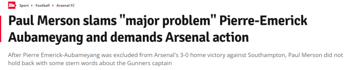 名宿：阿森纳当初就不该给奥巴梅扬那份续约合同