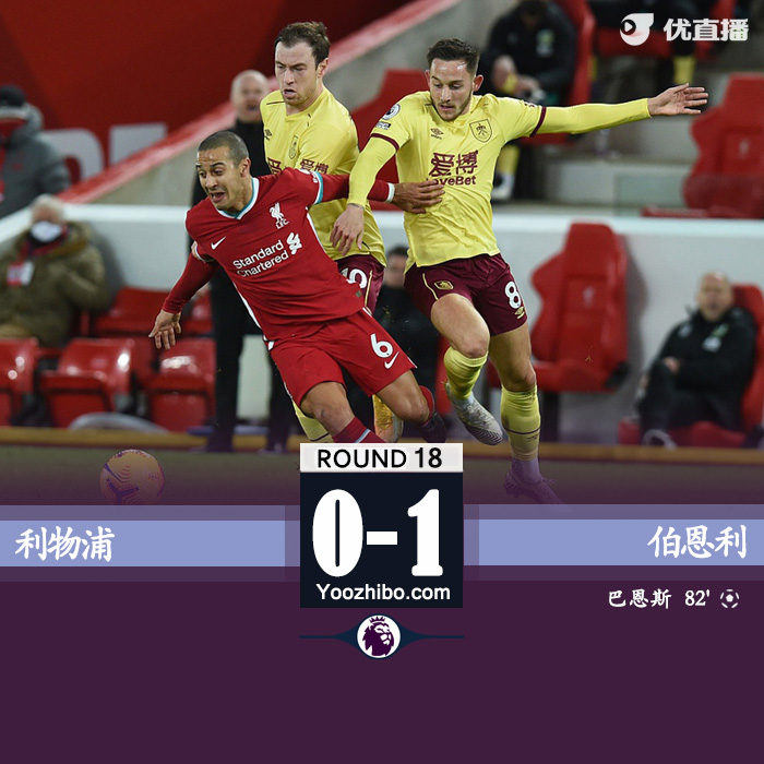 利物浦0-1主场68场不败遭终结 阿利森送点