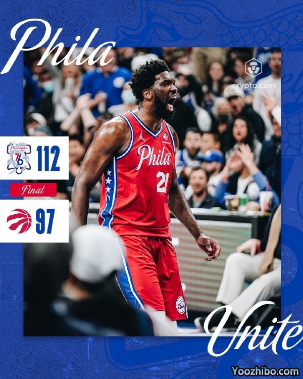 76人112-97轻取猛龙  恩比德31+11 哈登14+6 马克西23+9+8