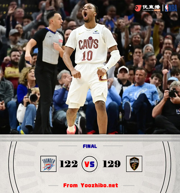 骑士129-122击败雷霆 榜首大战!骑士双塔制霸!加兰关键上篮终结雷霆15连胜!