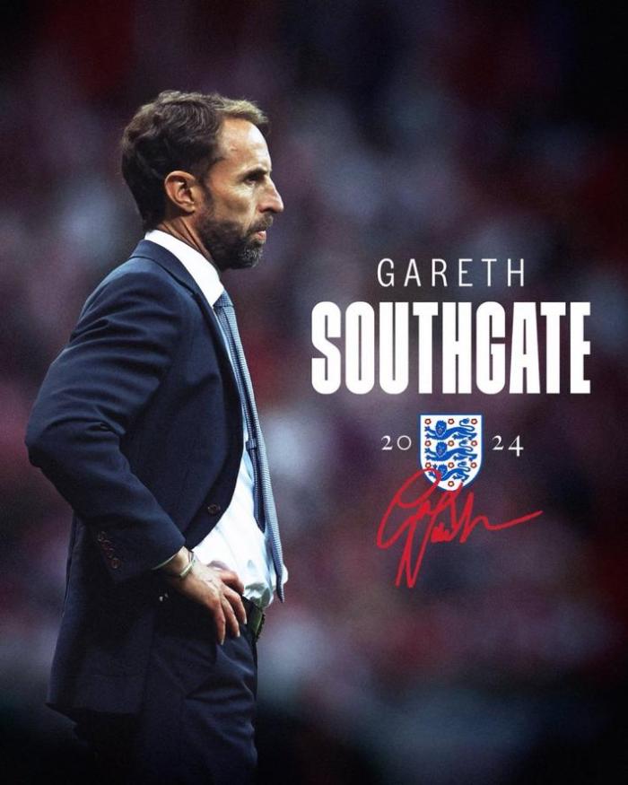 官方：索斯盖特和英格兰续约到2024年12月