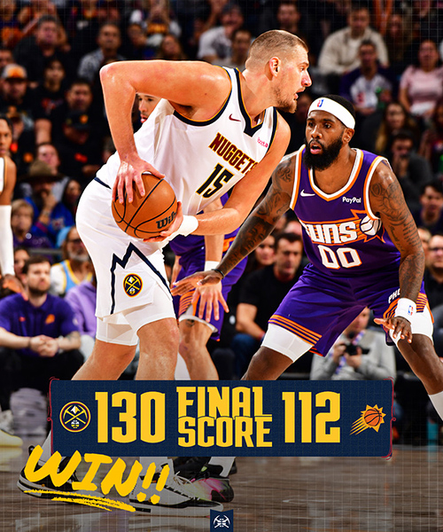 掘金130-112大胜太阳，约基奇26+9+10，布克24分