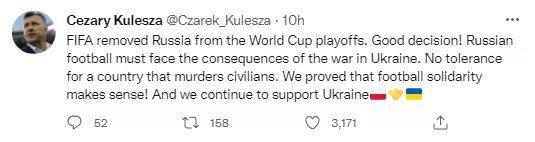 波兰足协主席：俄罗斯队被踢出附加赛真棒