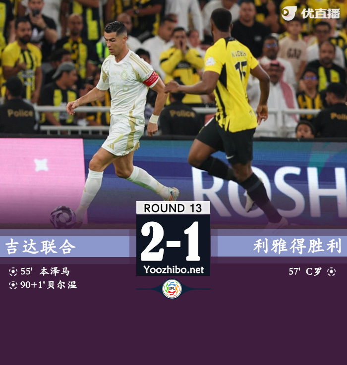 C罗本泽马破门 吉达联合2-1绝杀胜利取9连胜 胜利2024收官战告负