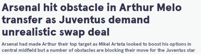 意天空：尤文希望阿森纳把托马斯加入阿图尔的交易