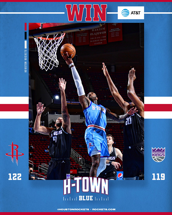 NBA简报：火箭122-119险胜国王 哈登33+6+8