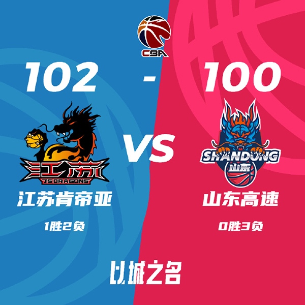 江苏102-100击败山东 崔晓龙19+5+6 莱利绝杀 吉伦沃特34+10