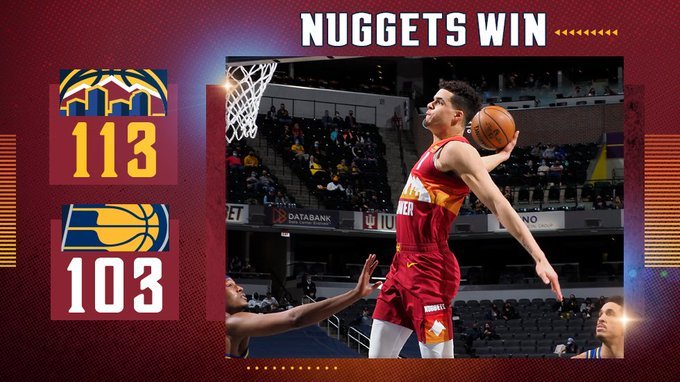 掘金113-103击败步行者 约基奇20+12+8 波特24+11 特纳22+12