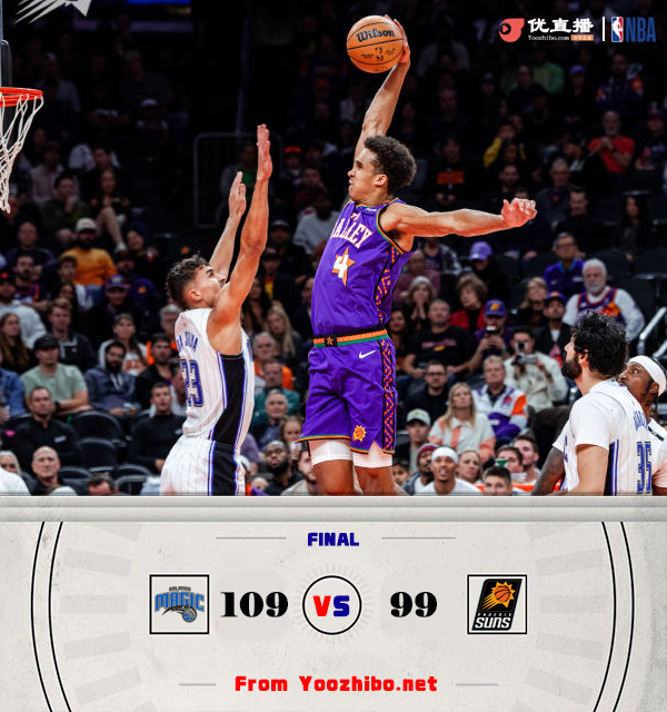 魔术109-99轻取太阳 小瓦格纳32+5+8 布克三分球7中1