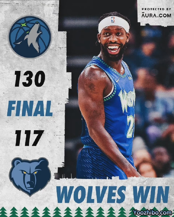 森林狼130-117轻取灰熊  爱德华兹36+6 唐斯29+13 莫兰特32+8