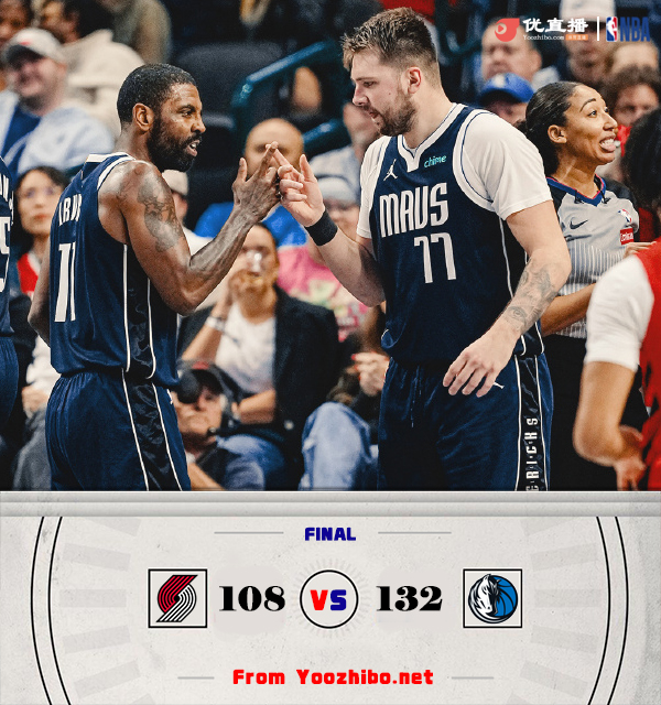 独行侠132-108大胜开拓者 东契奇27+7+7 欧文20分 艾顿16+9