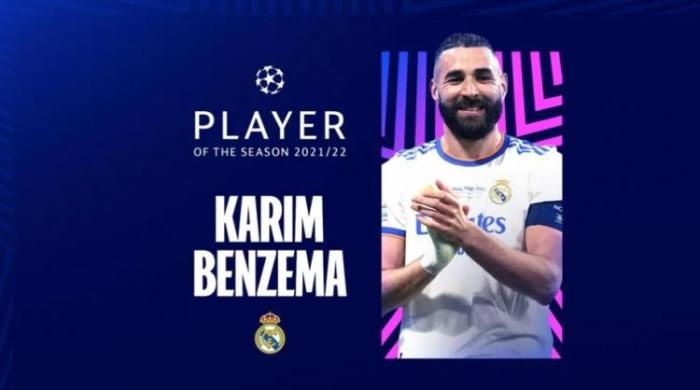 官方：本泽马头球当选欧冠赛季最佳进球