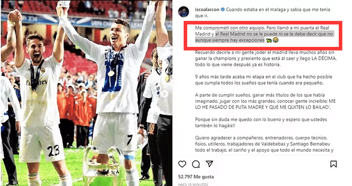 伊斯科告别皇马，揶揄姆巴佩：拒绝皇马的是例外