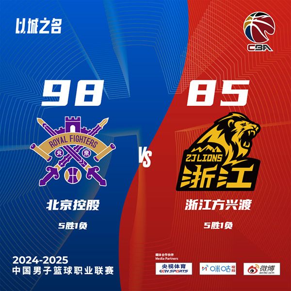 北控98-85战胜广厦 廖三宁24分 萨林杰16+16+9 胡金秋20+6