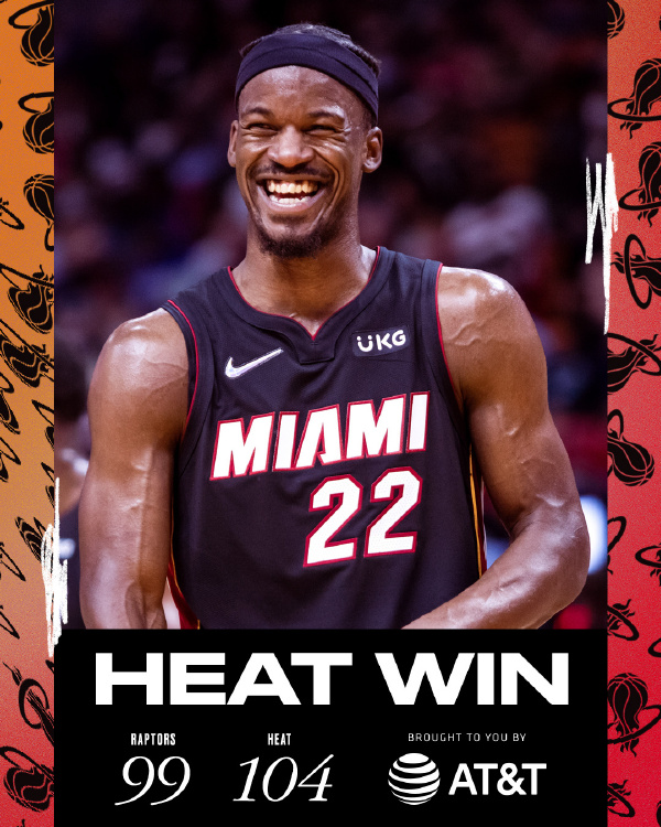 热火104-99力克猛龙 希罗23分 巴特勒19+10+10 布歇23+10